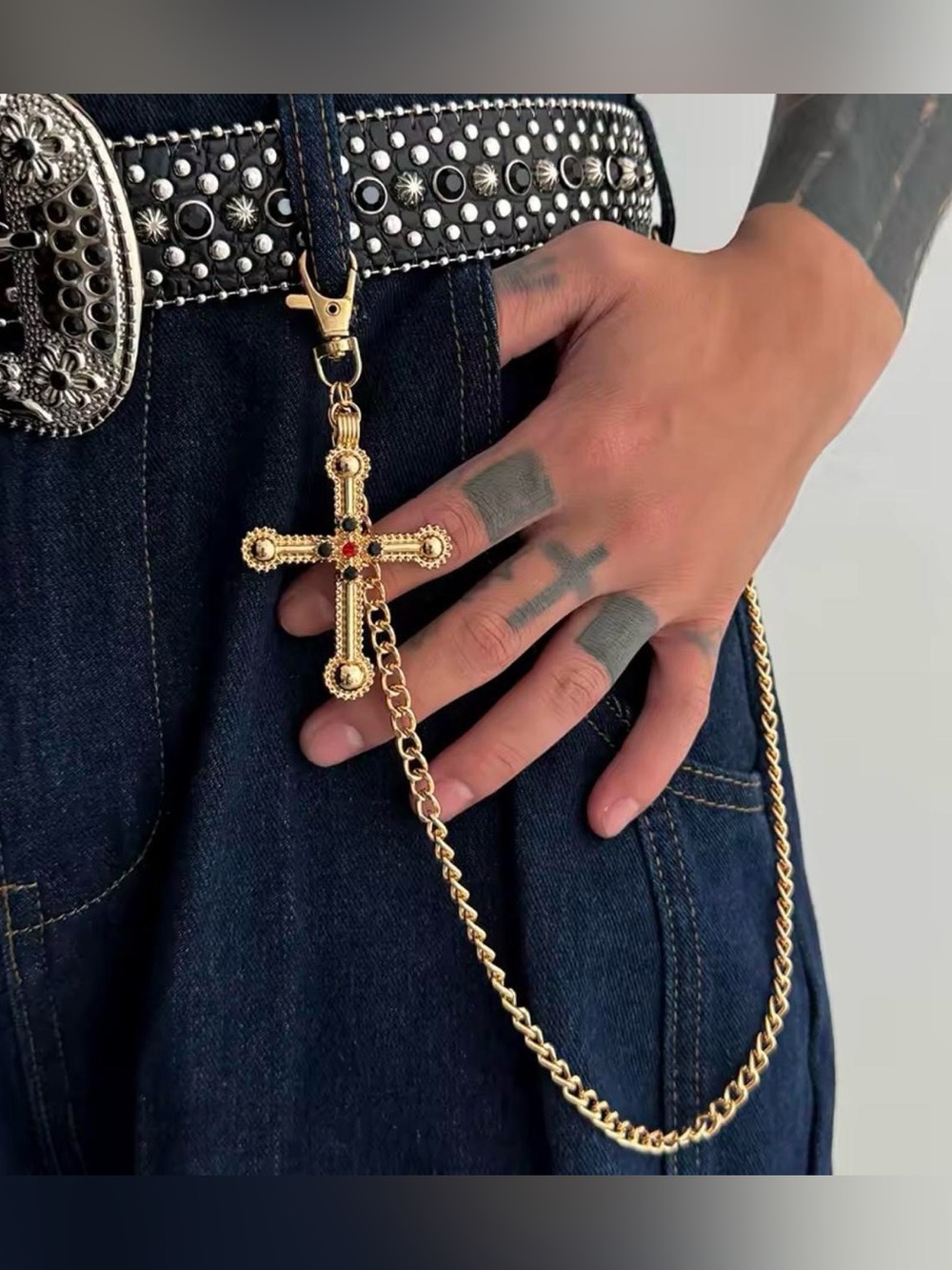 Gold Cross Chain Wallet Clip